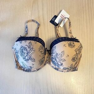 Prima Donna Twist Floral Print Bra - Tan and Blue UK 30F